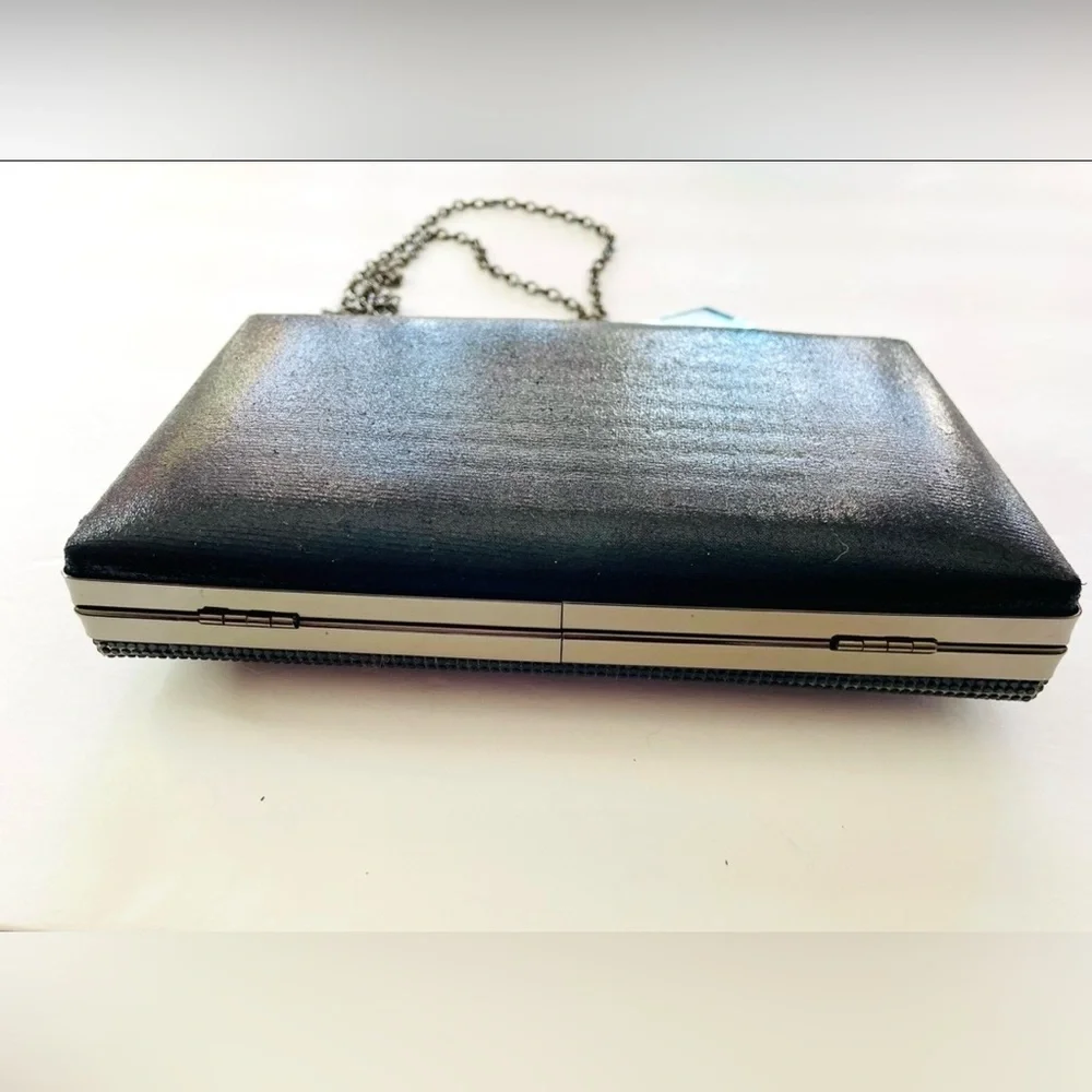 Bebe Black Rhinestone Clutch with Chain - Picture 3 of 9